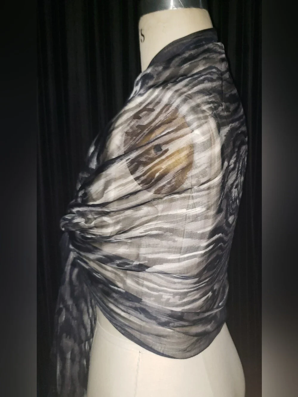 Fendi 100% Silk Zebra Black White Stripe Large Scarf Made In Italy 68 X 26
